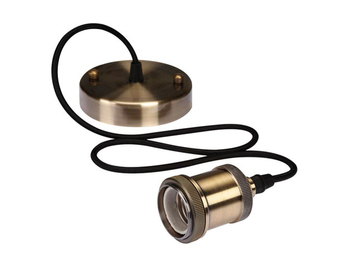 Universal Schnurpendel für Hängelampe E27 Bronze / Kabel Textil Schwarz, Ø 8,5cm