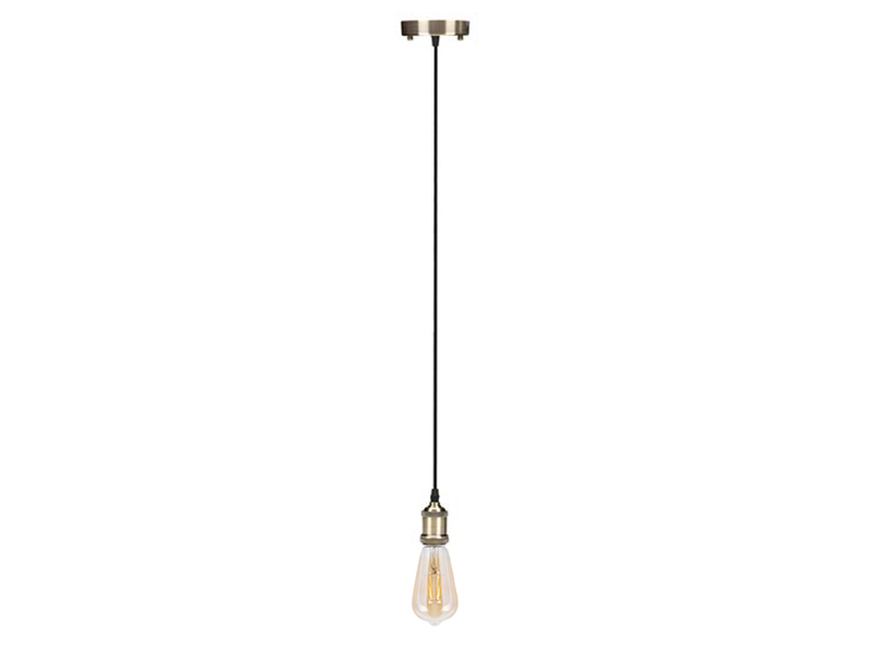 Universal Schnurpendel Retro mit E27 LED, Bronze / Kabel Textil schwarz, Ø 8,5cm