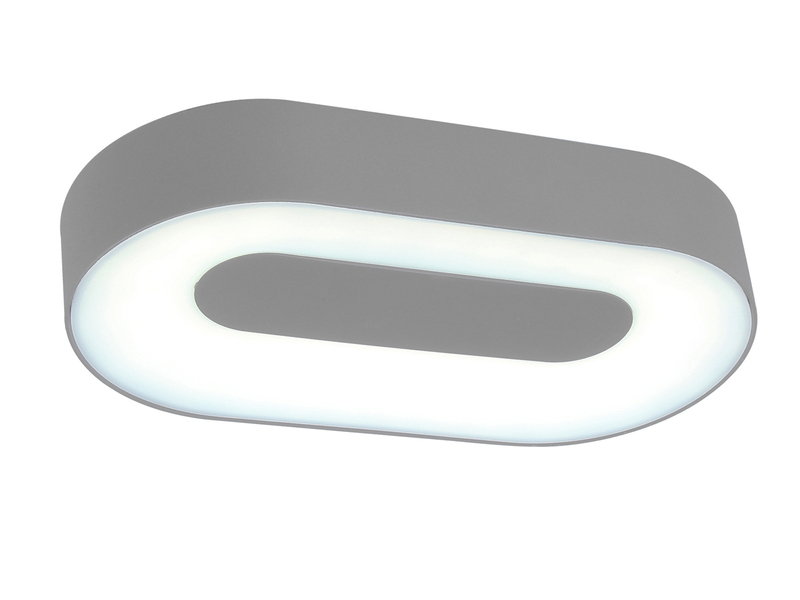 LED Außenwandleuchte UBLO, Aluminium, Silber Oval 21cm breit, IP44