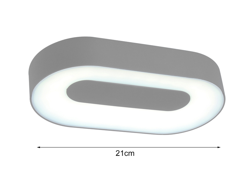 LED Außenwandleuchte UBLO, Aluminium, Silber Oval 21cm breit, IP44