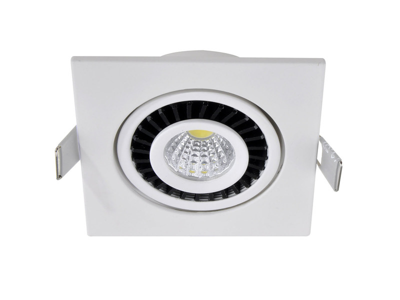 LED Einbaustrahler BARI Weiß eckig mit schwenkbarem Spot - 8,5cm