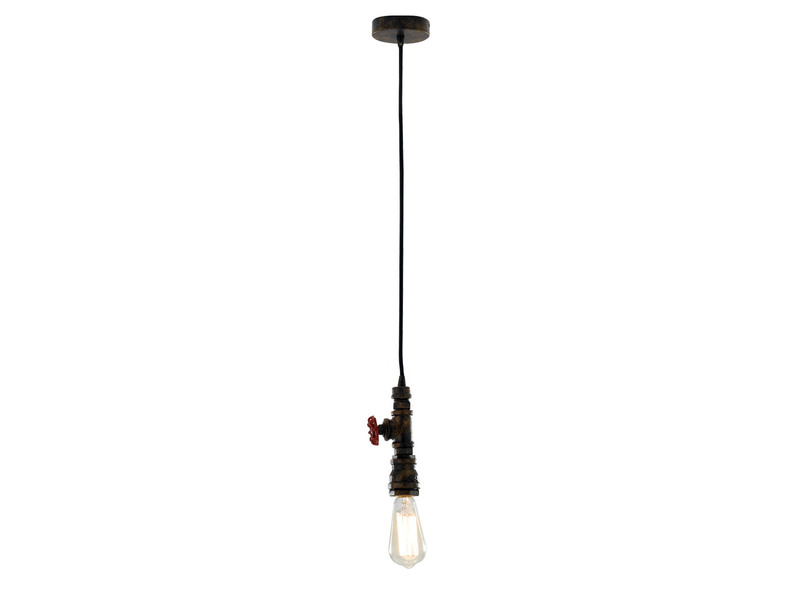 Pendelleuchte AMARCORD 1-flammig in Wasserrohr Optik Rost, Ø12cm