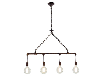 Pendelleuchte AMARCORD 4-flammig Rostoptik, Industrial Wasserrohr, Breite 86cm