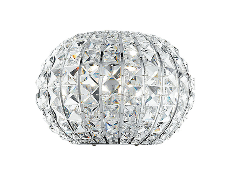 Wandleuchte CONCERT Chrom mit Glas Kristallen, Breite 25cm