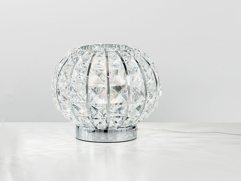 Kugel Tischleuchte CONCERT Chrom mit Glas Kristallen, Ø 20cm