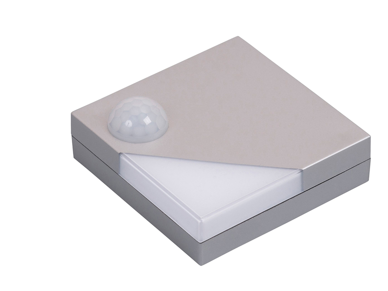 2er Set LED Schrankleuchten mit Bewegungs- & Dämmerungssensor, Quadrat 9,2cm