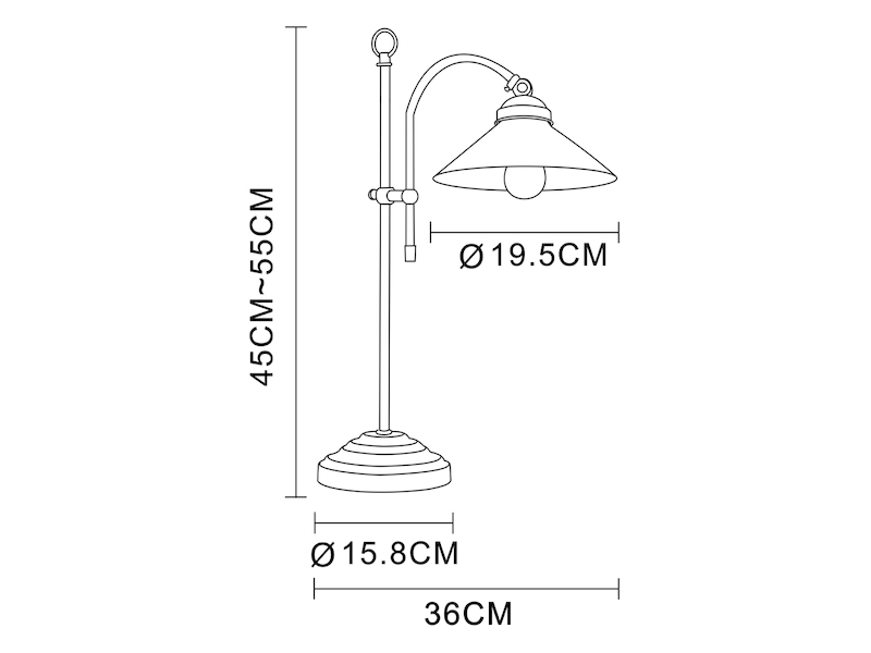 Große LED Tischleuchte im Landhausstil mit Glasschirm, max. Höhe 55cm