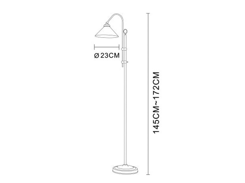 Landhausstil Stehlampe mit LED, höhenverstellbar & schwenkbar, Altmessing / Glas