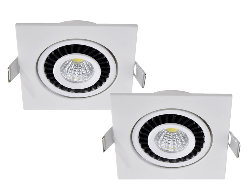 2er SET LED Einbaustrahler Weiß eckig mit schwenkbarem Spot - 8,5cm