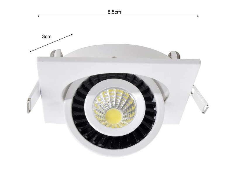 2er SET LED Einbaustrahler Weiß eckig mit schwenkbarem Spot - 8,5cm