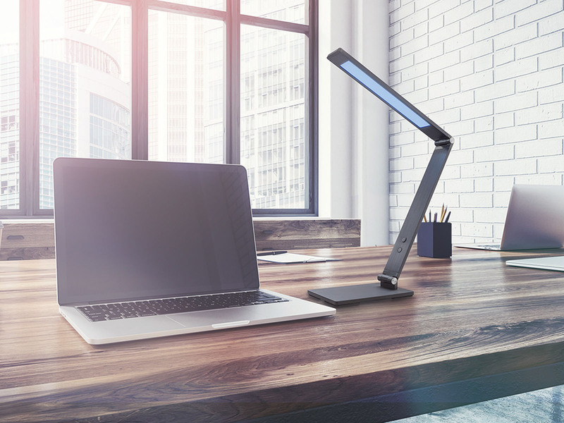 LED Schreibtischlampe GERI Grau mit Dimmer, Warmweiß - Tageslichtweiß