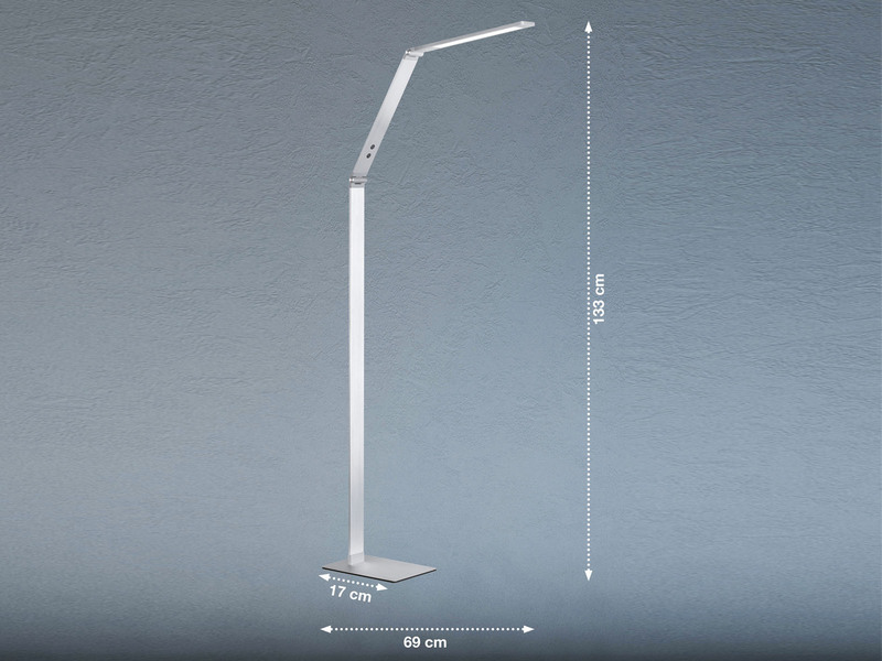 LED Stehleuchte GERI Silber, dimmbar & Lichtfarbe wählbar, Höhe 133cm