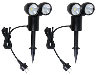2er-Set Doppel LED-Scheinwerfer mit Erdspiess / Gartenscheinwerfer 6 Watt