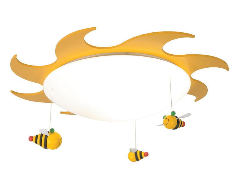 Fröhliche LED Deckenleuchte fürs Kinderzimmer, Sonne mit süßen Bienen, SUM-SUM