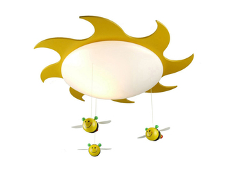 Fröhliche LED Deckenleuchte fürs Kinderzimmer, Sonne mit süßen Bienen, SUM-SUM