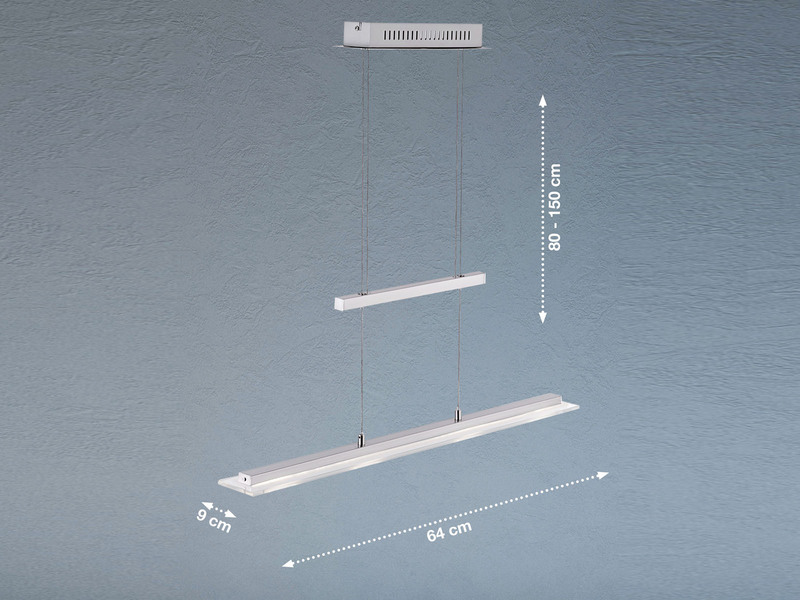 LED Pendelleuchte TENSO Silber dimmbar & höhenverstellbar, Breite 64cm