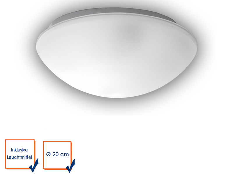 LED Deckenleuchte / Deckenschale rund, Glas satiniert mit Klarrand, Ø 20cm