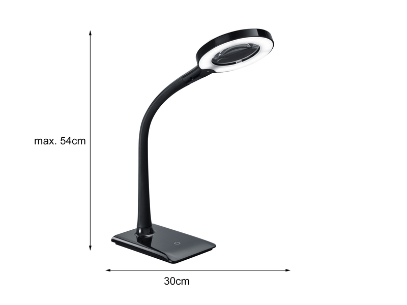 LED Schreibtischlampen 2er SET Schwarz flexibel mit Lupe, 3fach Dimmer