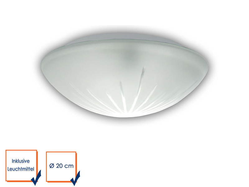 LED Deckenleuchte / Deckenschale rund, Schliffglas satiniert, Ø 20cm