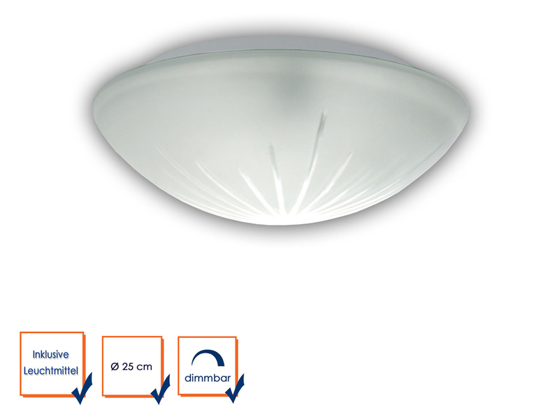 LED Deckenleuchte / Deckenschale rund, Schliffglas satiniert, Ø 25cm