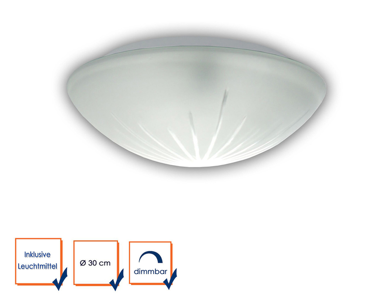 LED Deckenleuchte / Deckenschale rund, Schliffglas satiniert, Ø 30cm