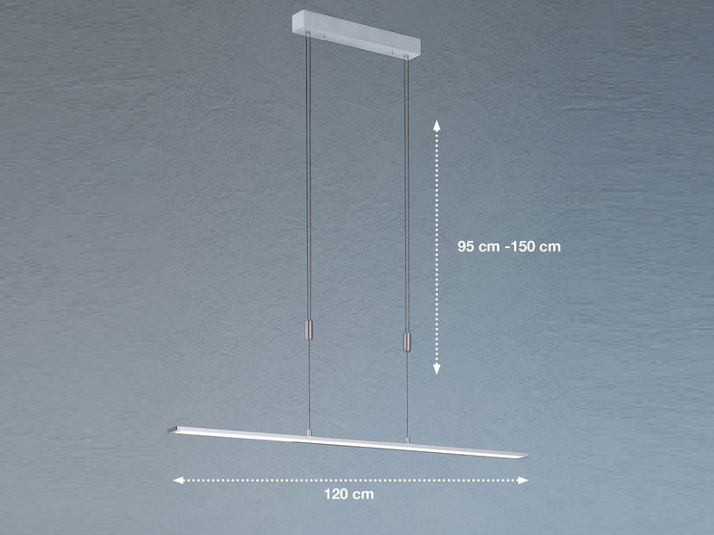 LED Pendelleuchte METZ Silber dimmbar & höhenverstellbar, Breite 120cm