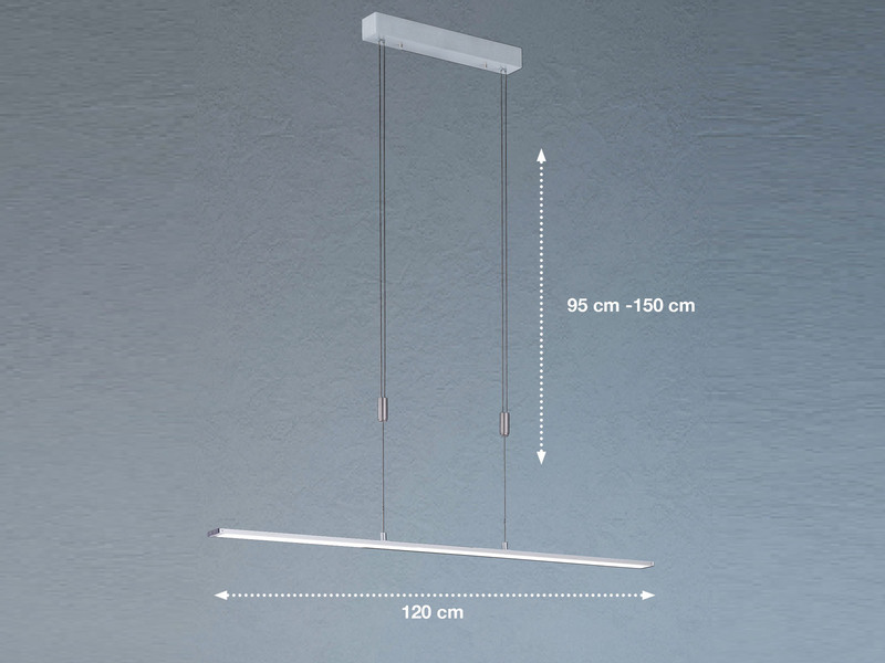 LED Pendelleuchte METZ Silber höhenverstellbar & dimmbar, 120cm lang