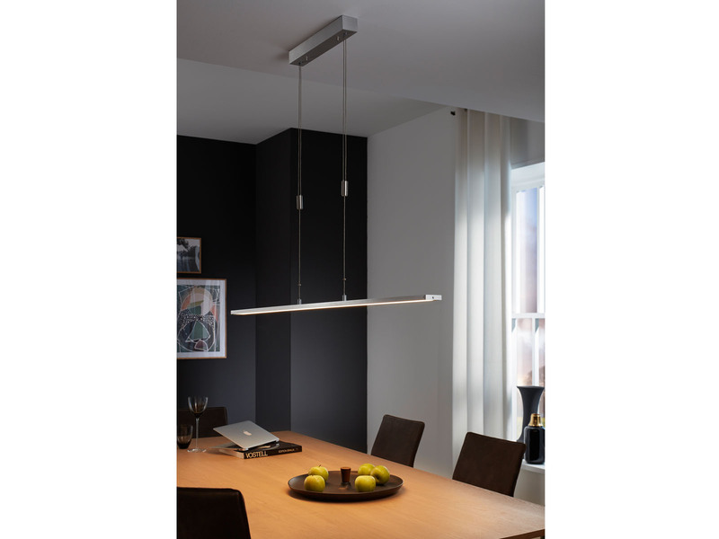 LED Pendelleuchte METZ Silber dimmbar & höhenverstellbar, Breite 120cm