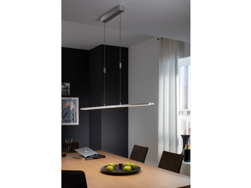 LED Pendelleuchte METZ Silber höhenverstellbar & dimmbar, 120cm lang