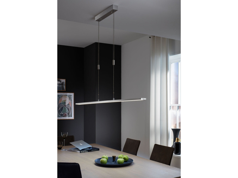 LED Pendelleuchte METZ Silber dimmbar & höhenverstellbar, Breite 120cm