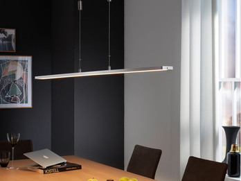 LED Pendelleuchte METZ Silber höhenverstellbar & dimmbar, 120cm lang