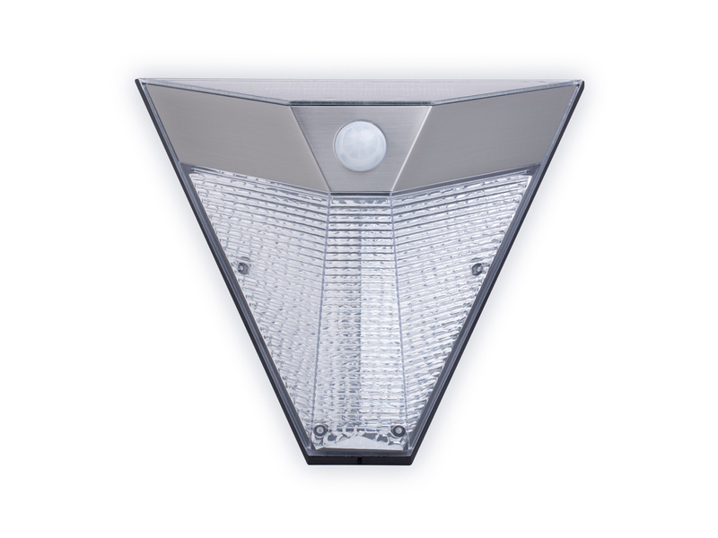 Dreieckige LED Solar Außenleuchte, Bewegungsmelder, Edelstahl, Downlight, IP43