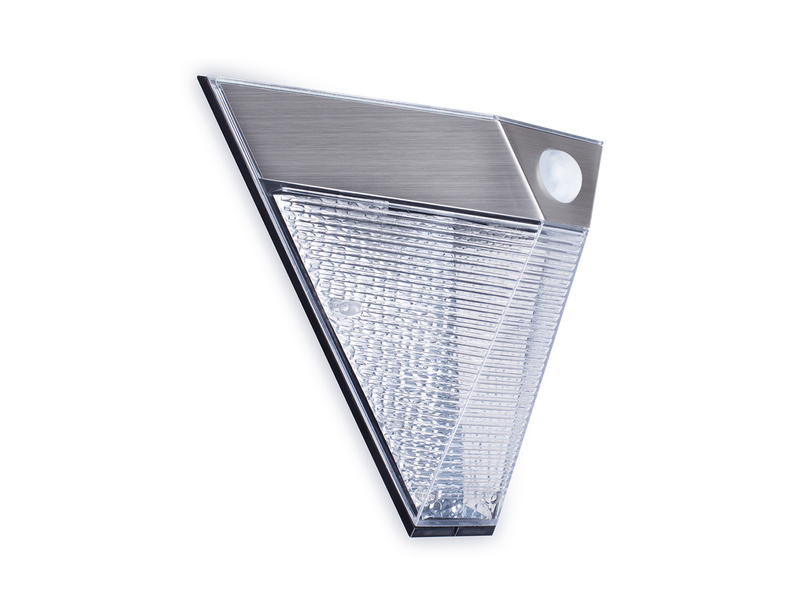 Dreieckige LED Solar Außenleuchte, Bewegungsmelder, Edelstahl, Downlight, IP43