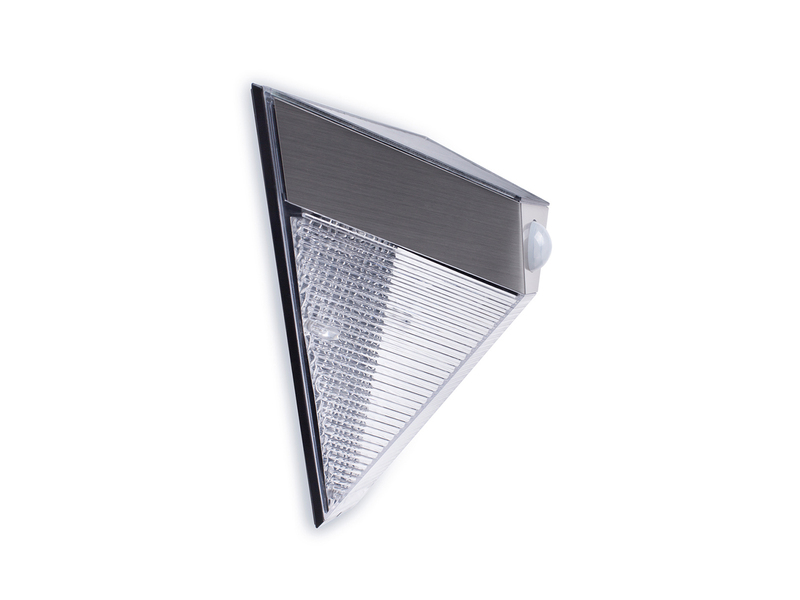 Dreieckige LED Solar Außenleuchte, Bewegungsmelder, Edelstahl, Downlight, IP43