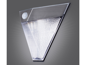 Dreieckige LED Solar Außenleuchte, Bewegungsmelder, Edelstahl, Downlight, IP43