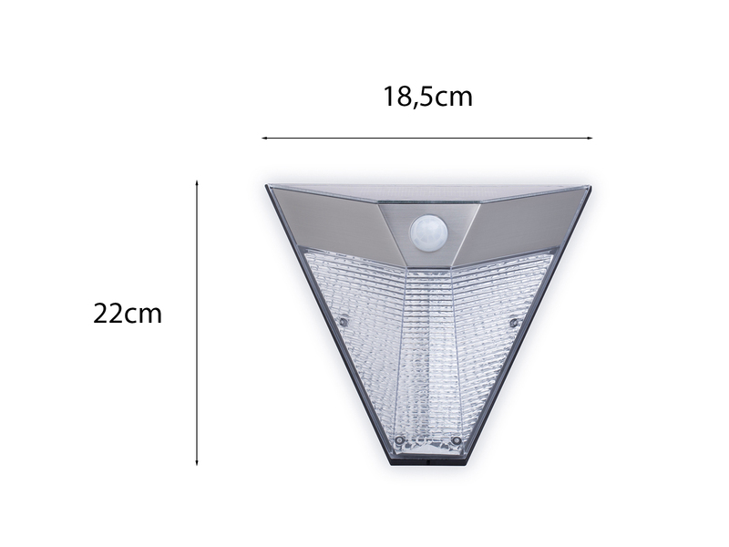 2er Set Dreieckige LED Solar Außenleuchte, Bewegungsmelder, Edelstahl, Downlight