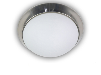 LED Deckenleuchte / Deckenschale, Opalglas matt, Dekorring Nickel matt, Ø 25cm