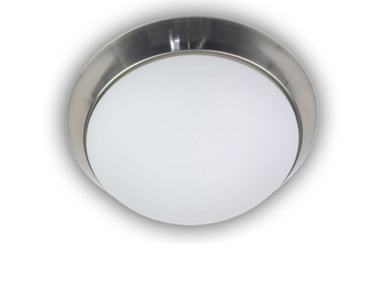 LED Deckenleuchte / Deckenschale, Opalglas matt, Dekorring Nickel matt, Ø 30cm