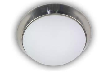 LED Deckenleuchte / Deckenschale, Opalglas matt, Dekorring Nickel matt, Ø 35cm