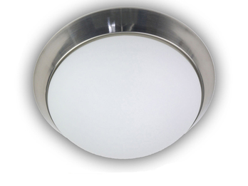 LED Deckenleuchte / Deckenschale, Opalglas matt, Dekorring Nickel matt, Ø 40cm