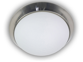 LED Deckenleuchte / Deckenschale, Opalglas matt, Dekorring Nickel matt, Ø 45cm