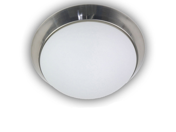 LED Deckenleuchte / Deckenschale, Opalglas matt, Dekorring Nickel matt, Ø 50cm