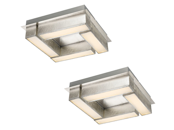 LED Deckenleuchten Set PACO mit Stoff silber, Deckenlampen modern, Quadrat 30cm