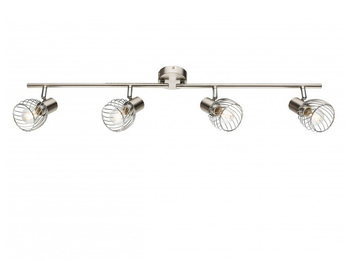 Deckenstrahler TEXAS Silber 4-flammig Gitter Lampenschirme, Breite 80cm