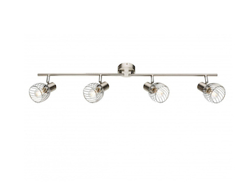 LED Deckenstrahler Silber 4-flammig mit Gitter Lampenschirmen, Breite 80cm
