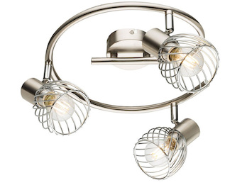 Deckenstrahler TEXAS Silber, Rondell 3-flammig Gitter Lampenschirme, Ø 28cm