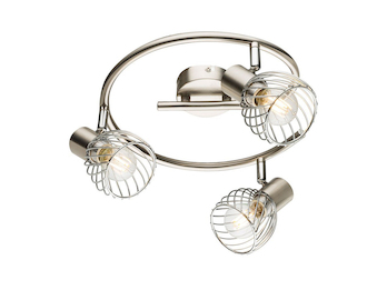 LED Deckenstrahler Silber, Rondell 3-flammig Gitter Lampenschirme, Ø 28cm