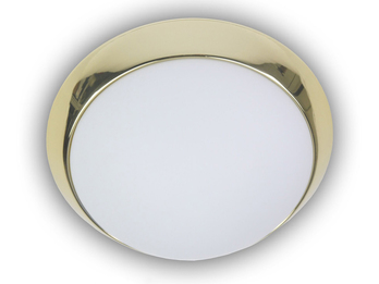 LED Deckenleuchte Deckenschale Opalglas matt, Dekorring Messing poliert, Ø 50cm
