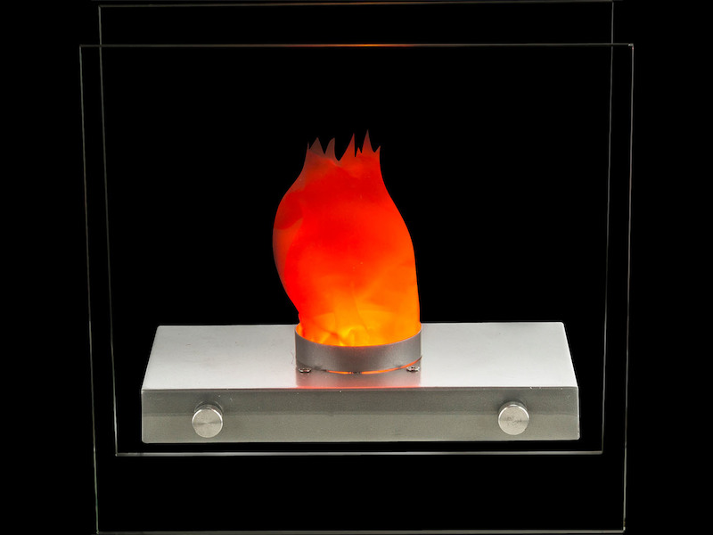 Effektvolle LED Tischlampe FIRE im Design Tischkamin, Glas 30,5 x 15 cm
