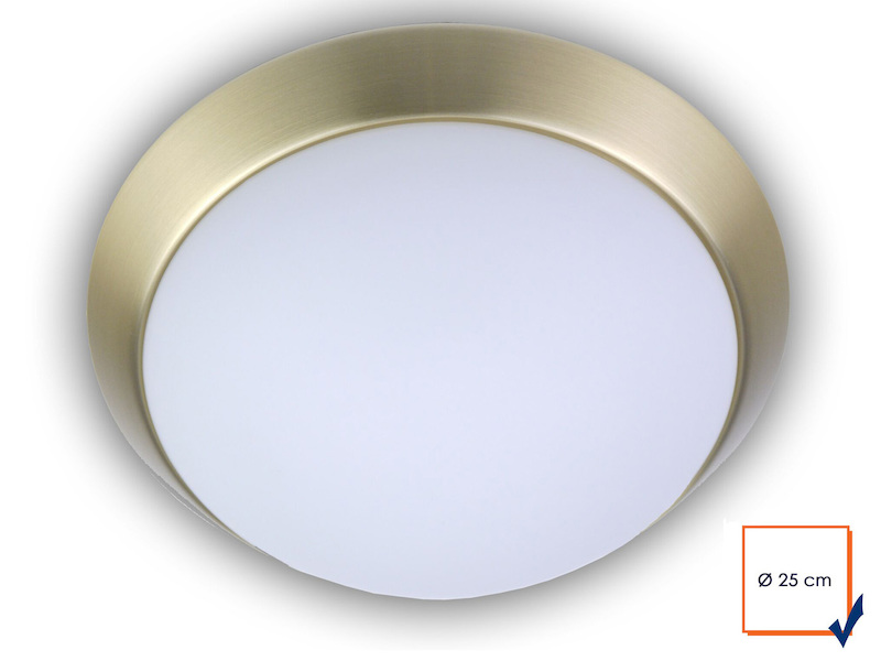 LED Deckenleuchte  Deckenschale rund Opalglas matt Dekorring Messing matt Ø 25cm